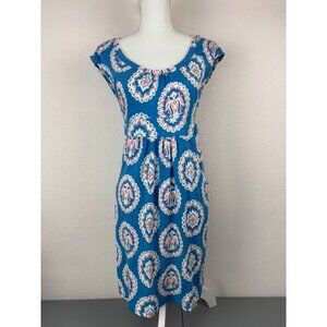 Boden women's 6R blue‎ pink patterned weekender knit short sleeve min dress